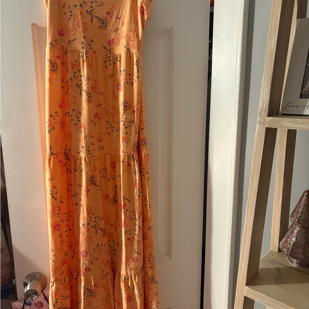 SO Vibrant Orange Floral Maxi Dress
